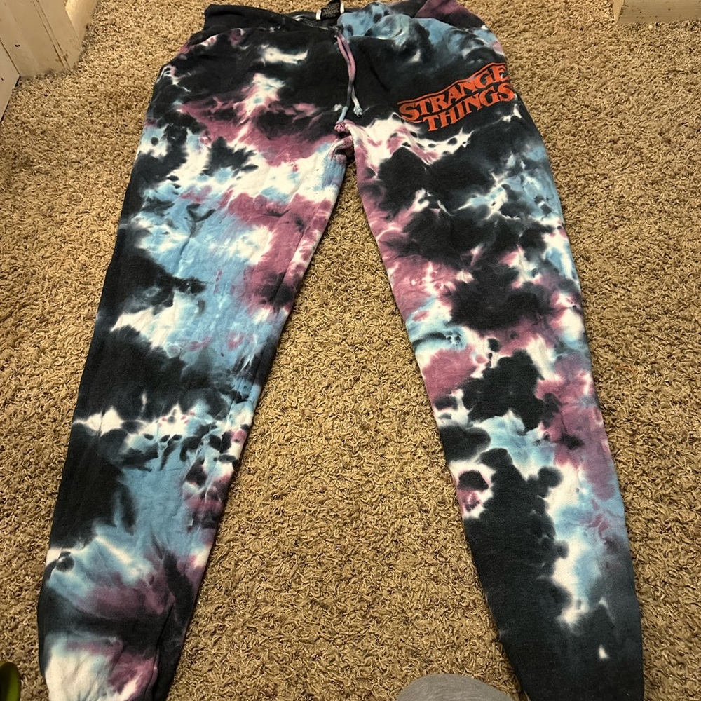 Black and Blue Jumpsuit with Artistic Tie-Dye Pattern